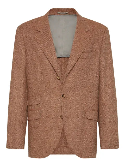 Brunello Cucinelli herringbone-pattern single-breasted blazer