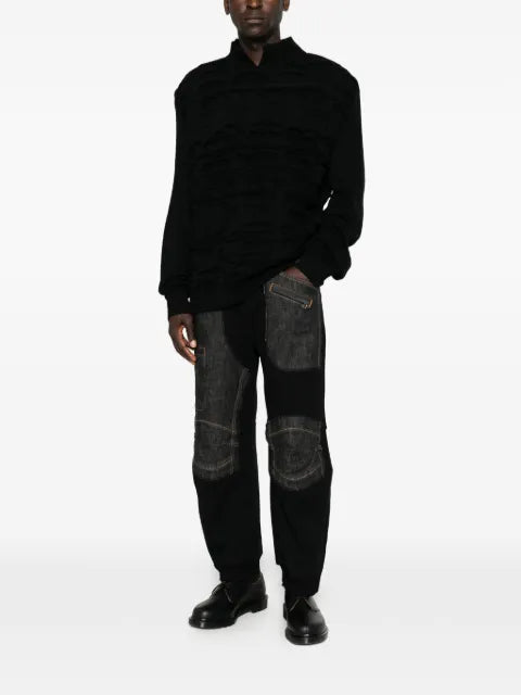Individual Sentiments distressed panelled sweater