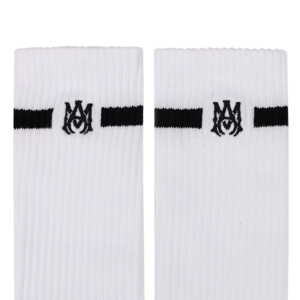 Black/White MA Embroidery Patch Socks