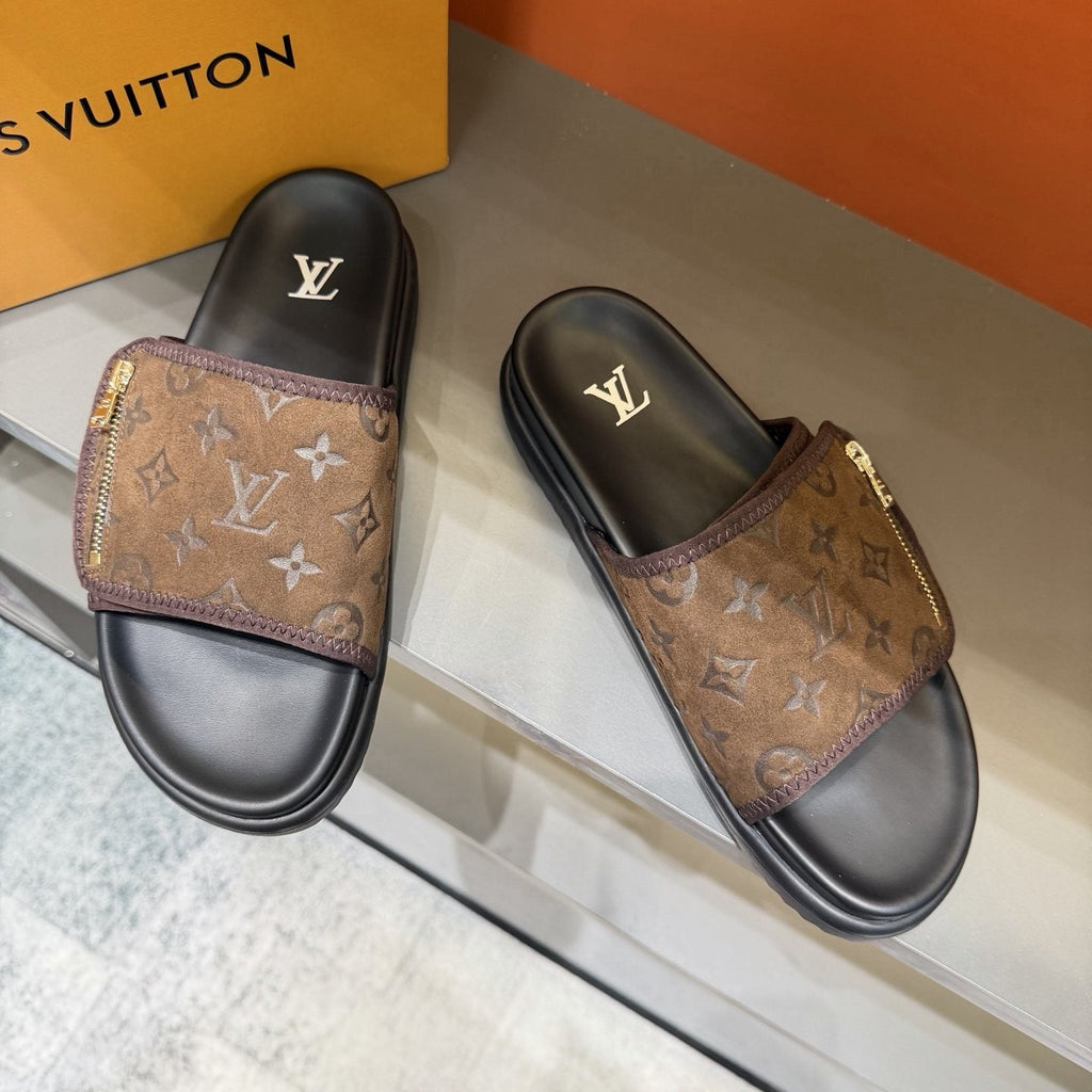 Louis Vuitton Monogram Zip Slide Sandals